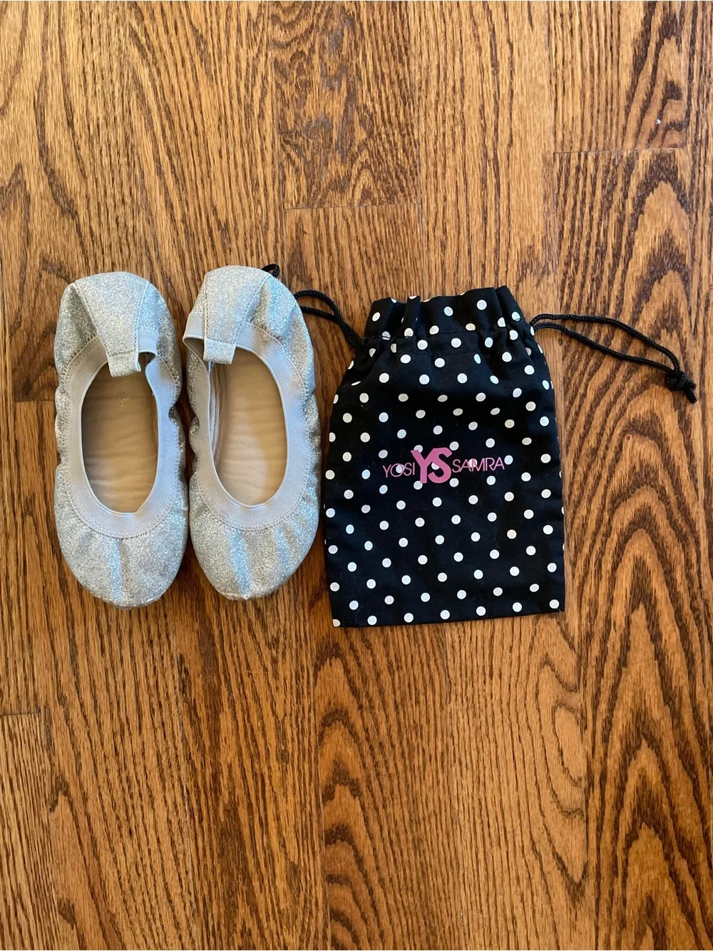 Yosi Samra silver glitter foldable ballet flats size 13